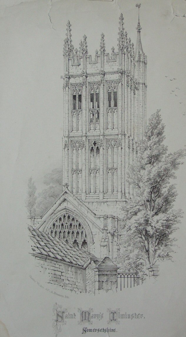 Lithograph - Saint Mary's Ilminster, Somersetshire - Newman